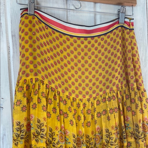 Anthropologie Yellow Floral Skirt - Picture 3 of 8